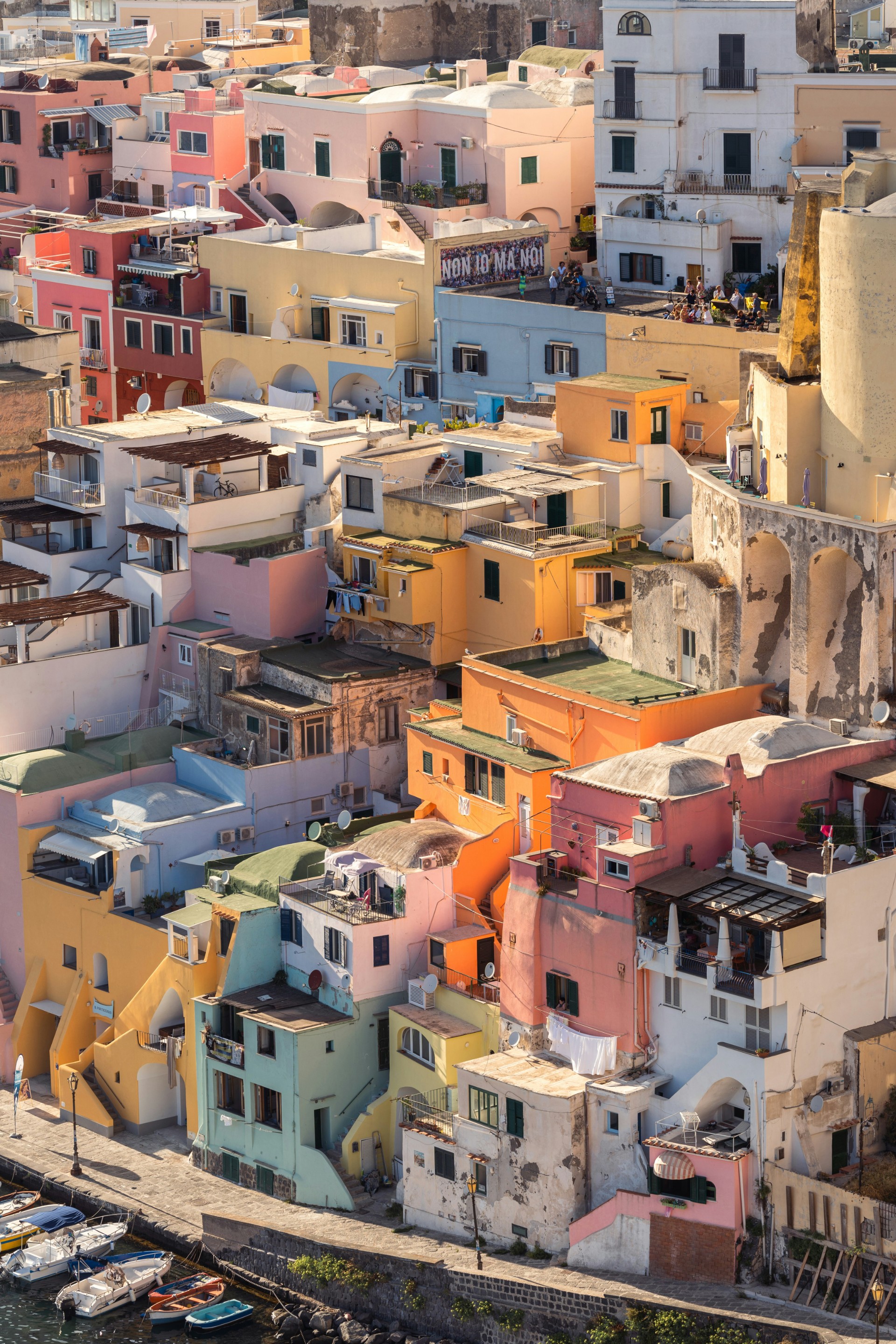 aerial view of the city of Procida in Italy