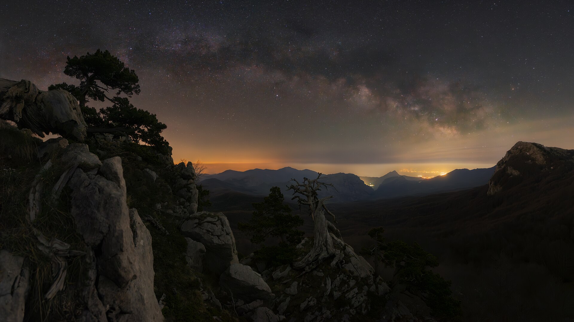 Parco del Pollino night scenary with the mily way in the background